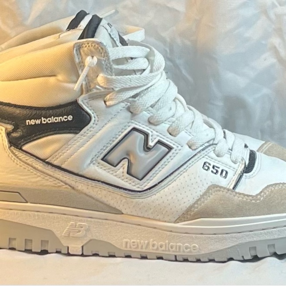 New Balance Kids White and Gray Sneakers